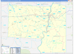 Wheeling Metro Area Wall Map Basic Style 2026