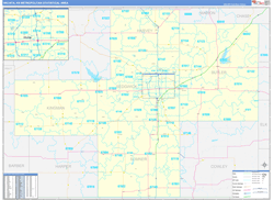 Wichita Metro Area Wall Map Basic Style 2026