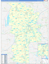 Worcester Metro Area Wall Map Basic Style 2026