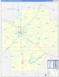 Bloomington Metro Area Wall Map Basic Style 2024