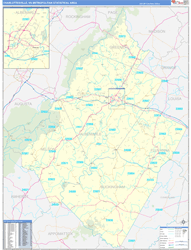 Charlottesville Metro Area Wall Map Basic Style 2025