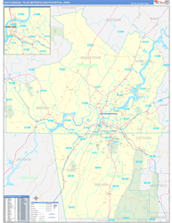 Chattanooga Metro Area Wall Map Basic Style 2024