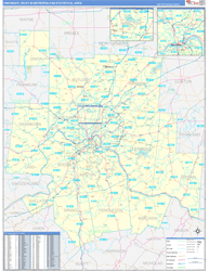 Cincinnati Metro Area Wall Map Basic Style 2024