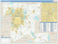 Dallas Metro Area Wall Map Basic Style 2024