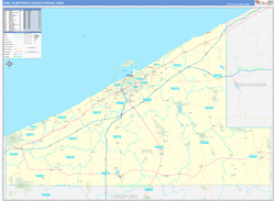 Erie Metro Area Wall Map Basic Style 2024