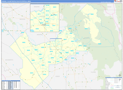 Fresno Metro Area Wall Map Basic Style 2024