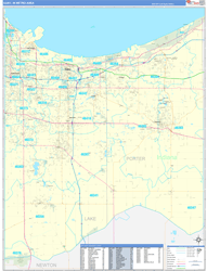 Gary Metro Area Wall Map Basic Style 2024