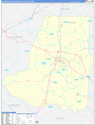 Goldsboro Metro Area Wall Map Basic Style 2024