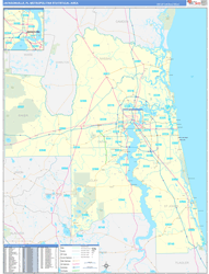 Jacksonville Metro Area Wall Map Basic Style 2023