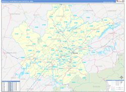 Knoxville Metro Area Wall Map Basic Style 2024