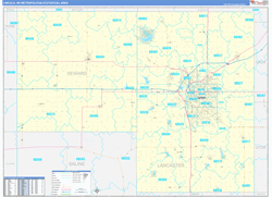 Lincoln Metro Area Wall Map Basic Style 2024