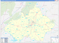 Lynchburg Metro Area Wall Map Basic Style 2025