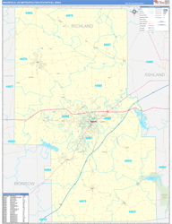 Mansfield Metro Area Wall Map Basic Style 2024