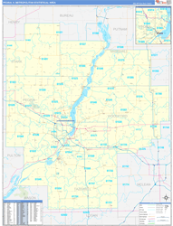 Peoria Metro Area Wall Map Basic Style 2024