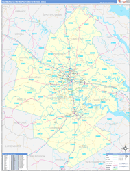Richmond Metro Area Wall Map Basic Style 2024