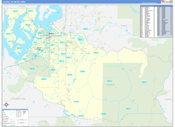 Tacoma Metro Area Wall Map Basic Style 2024