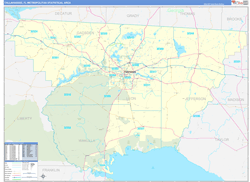 Tallahassee Metro Area Wall Map Basic Style 2024