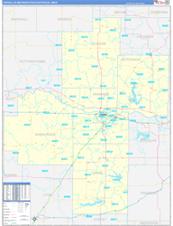 Topeka Metro Area Wall Map Basic Style 2024