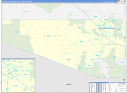 Tucson Metro Area Wall Map Basic Style 2024