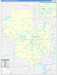 Tulsa Metro Area Wall Map Basic Style 2024