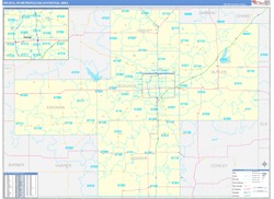 Wichita Metro Area Wall Map Basic Style 2024