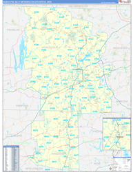 Worcester Metro Area Wall Map Basic Style 2024