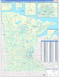 Minnesota Wall Map Zip Code Basic Style 2024