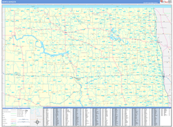 North Dakota Wall Map Zip Code Basic Style 2024