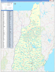 New Hampshire Wall Map Zip Code Basic Style 2024