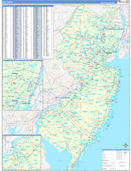 New Jersey Wall Map Zip Code Basic Style 2024