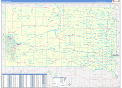 South Dakota Wall Map Zip Code Basic Style 2024