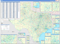 Texas Wall Map Zip Code Basic Style 2024