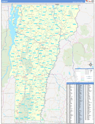 Vermont Wall Map Zip Code Basic Style 2023