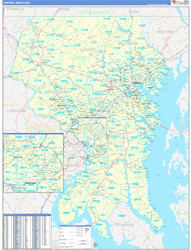 Maryland Central Wall Map Basic Style 2024