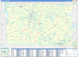 Tennessee Central Wall Map Basic Style 2024
