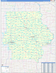 Iowa Eastern Wall Map Basic Style 2024