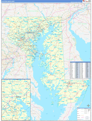 Maryland Eastern Wall Map Basic Style 2024