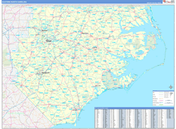 North Carolina Eastern Wall Map Basic Style 2024