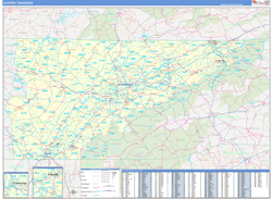 Tennessee Eastern Wall Map Basic Style 2024