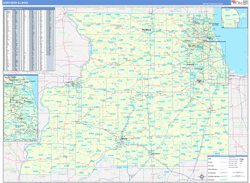 Illinois Northern Wall Map Basic Style 2024