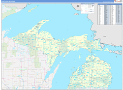 Michigan Northern Wall Map Basic Style 2024