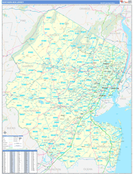 New Jersey Northern Wall Map Basic Style 2024