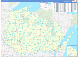 Wisconsin Northern Wall Map Basic Style 2024