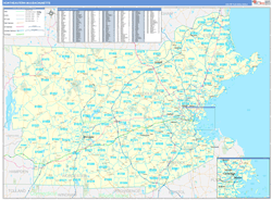 Massachusetts North Eastern Wall Map Basic Style 2024