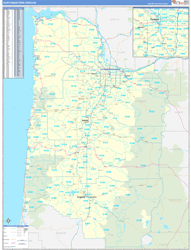 Oregon North Western Wall Map Basic Style 2024