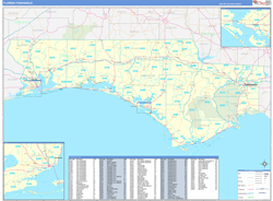 Florida Panhandle Wall Map Basic Style 2024