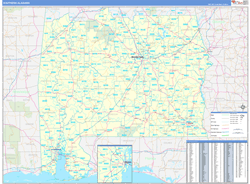 Alabama Southern Wall Map Basic Style 2024
