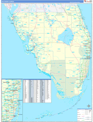 Florida Southern Wall Map Basic Style 2024