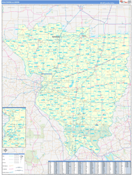 Illinois Southern Wall Map Basic Style 2024