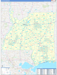 Mississippi Southern Wall Map Basic Style 2024